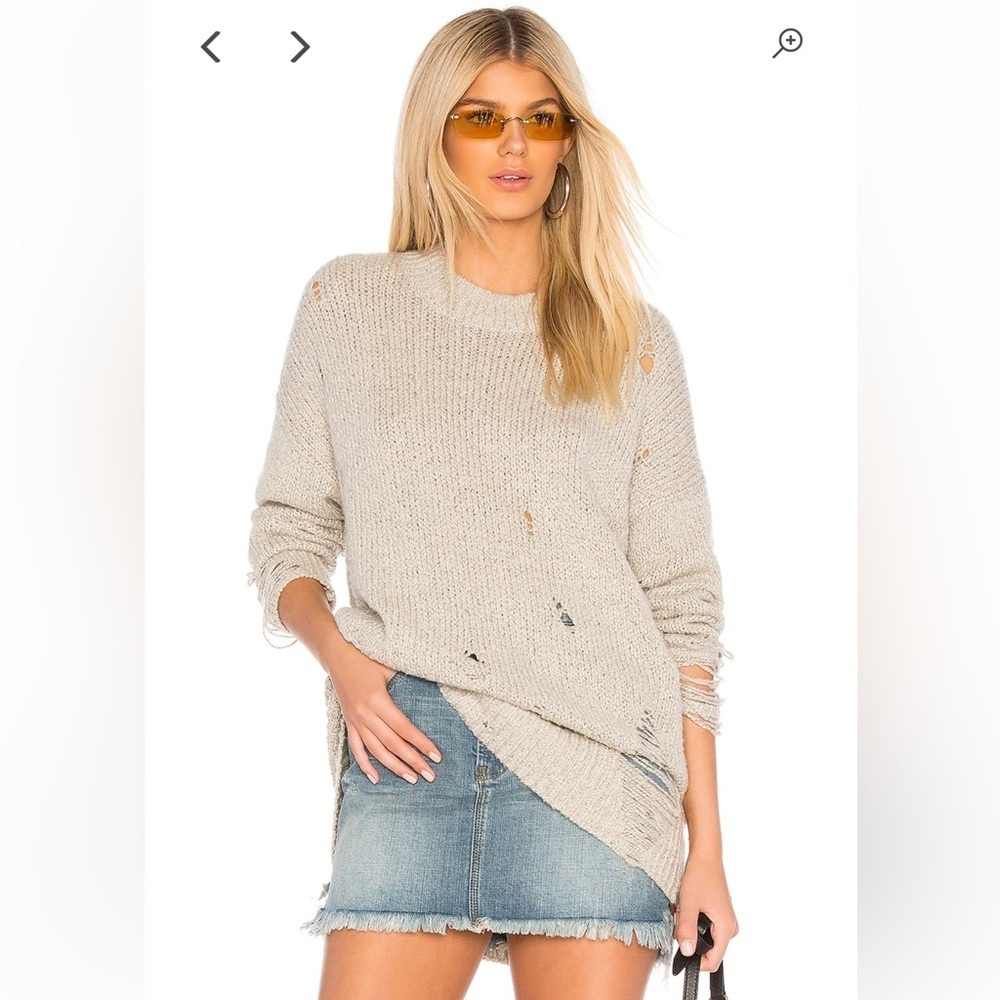 NWT One Teaspoon Laddered Whiskey Knit Distressed Sweater Size Small